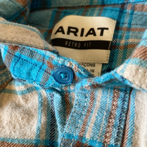 Ariat Turquoise and Beige Checkered Shirt - Picture 12 of 12